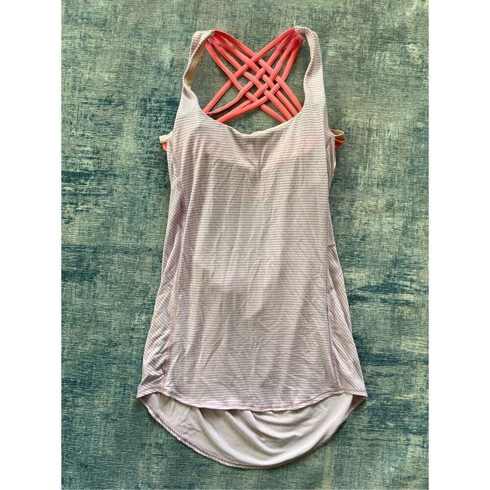 Lululemon Wild Tank Heathered Pretty Purple Bleacher Stripe White Iris Flower 4
